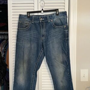 Boot cut men’s jeans. 36/34 wrangler rock 47 denim